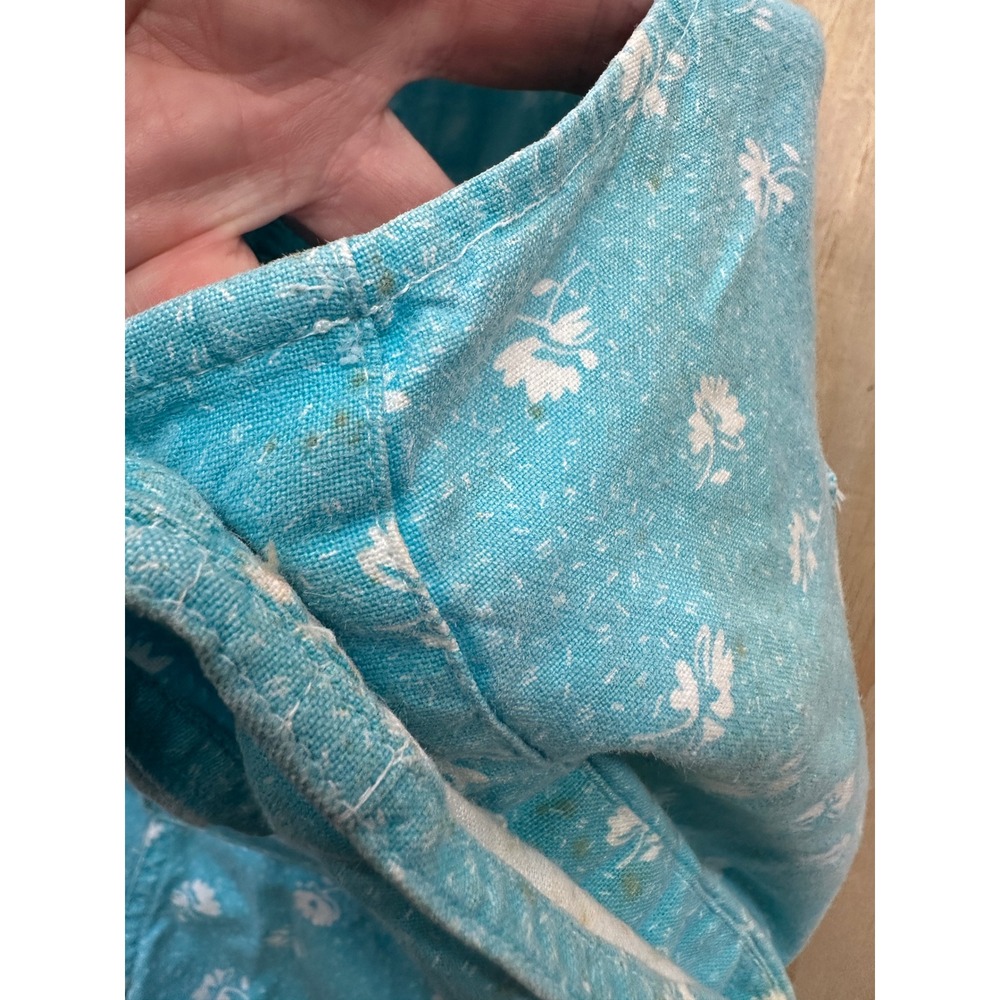 Vintage Gitano Women Blue Floral Ramie Cotton Shortalls Overalls Size M 90s - Picture 4 of 10
